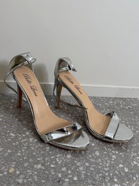 Bella Luna Metallic Silver Stiletto Sandals
